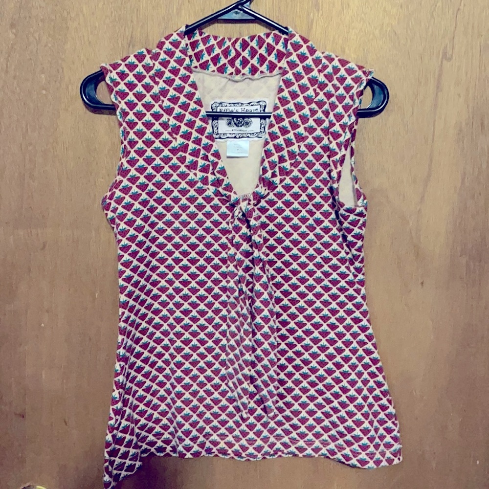 Effie’s Heart Strawberry Tie Neck Top
